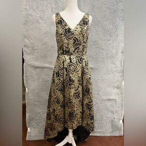 Calvin Klein Black and Gold Midi Dress